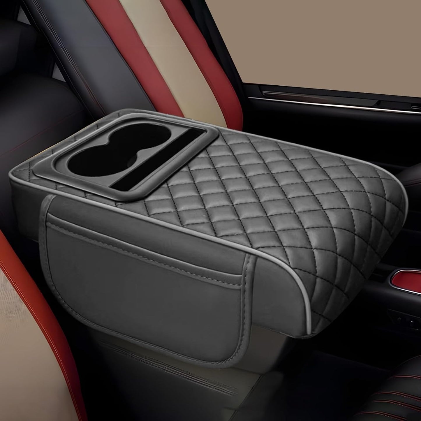 Car Seat Organizer with Cup Holder | Back Seat Storage Armrest