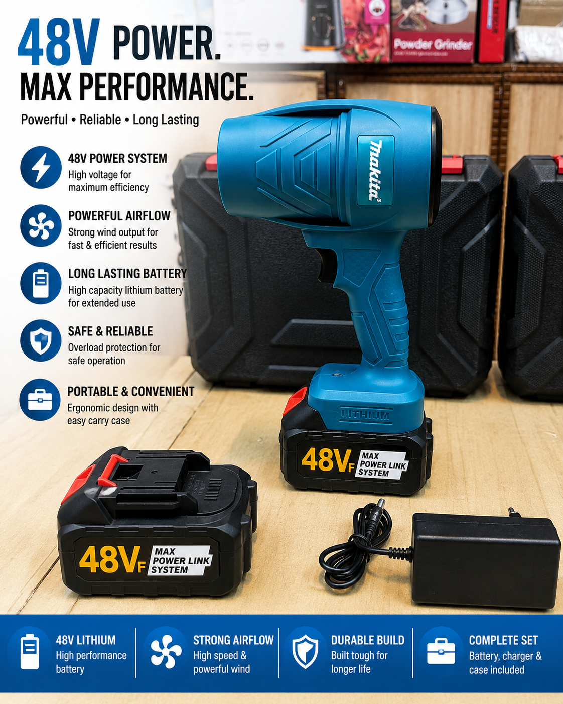 48V Rechargeable Cordless Jet Blower